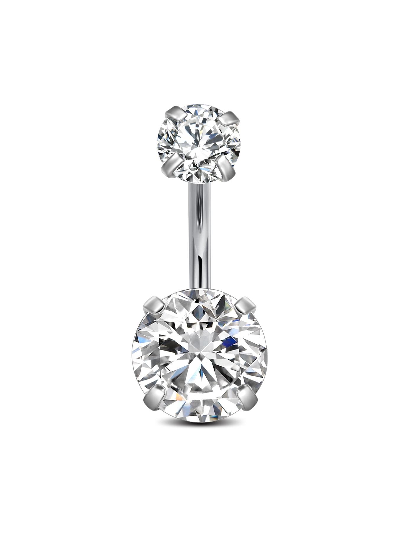 14Gauge Belly Button Rings, G23 Titanium Alloy Cubic Zirconia Navel Barbell Rings Body Piercing Jewelry 6/8/10/12/14/16mm