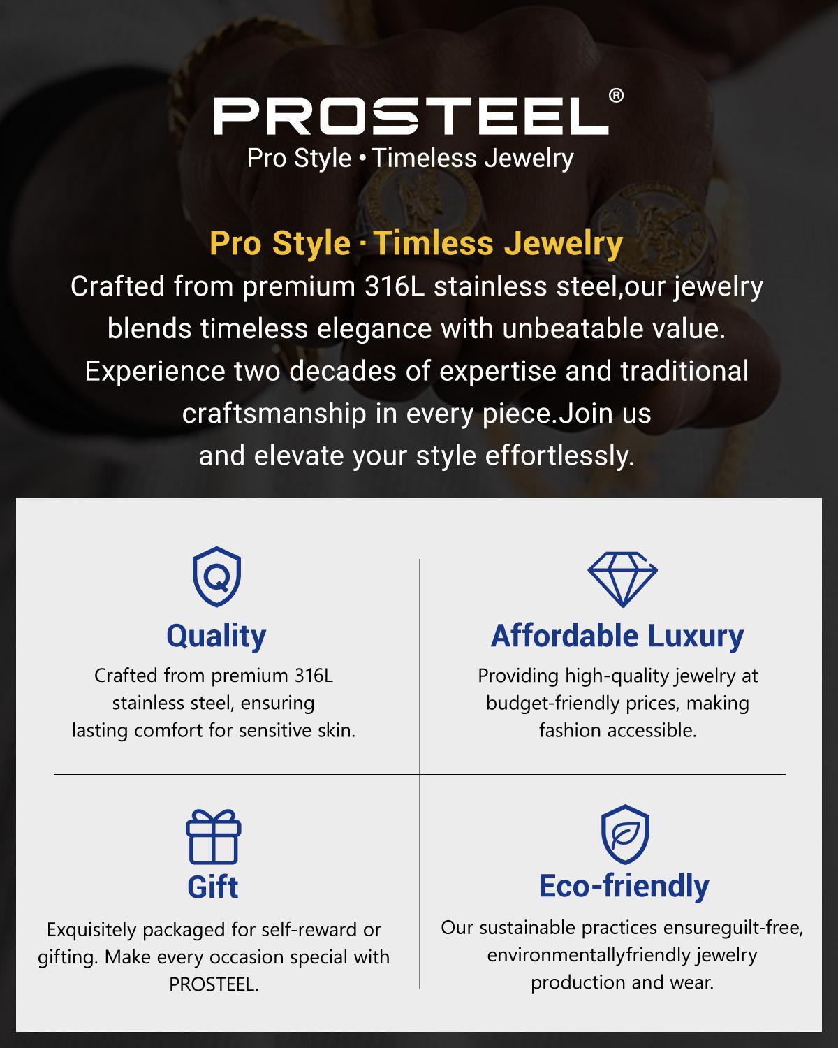 PROSTEEL Double Layered Cross Pendant Necklace Set Stainless Steel Catholic Crucifix Cuban Chain Necklace Religious Jewelry For Men Women Gift Box