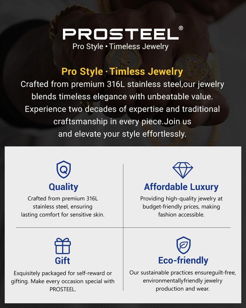 PROSTEEL Double Layered Cross Pendant Necklace Set Stainless Steel Catholic Crucifix Cuban Chain Necklace Religious Jewelry For Men Women Gift Box