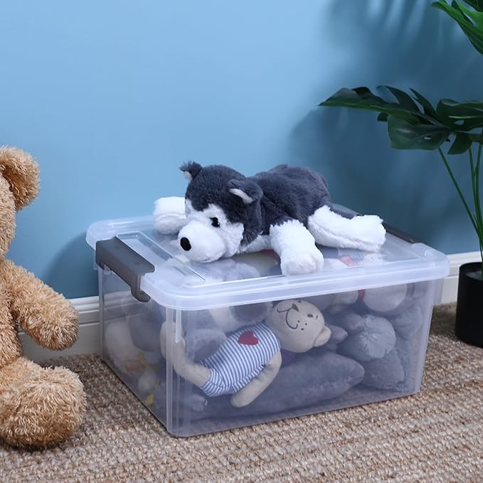 Large Stackable Storage Containers for Organizing Cle1ar Storage Box for Garage, Closet, KitchenCitylife 6 Packs 17 QT Plastic Storage Bins with Lids