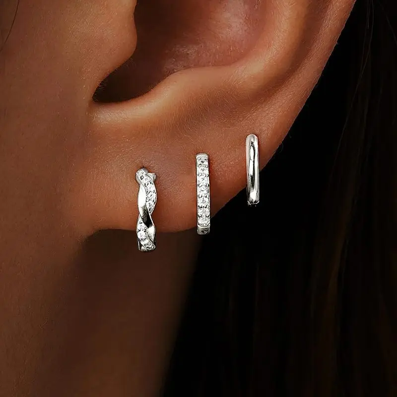 14K Gold Plated Huggie Hoop Earrings for Women, Small Sterling Silver Earring Set Hypoallergenic Cartilage Helix Stacks, Mini Dainty Cute Trendy Birthstone Jewelry Gift for Multiple Piercings