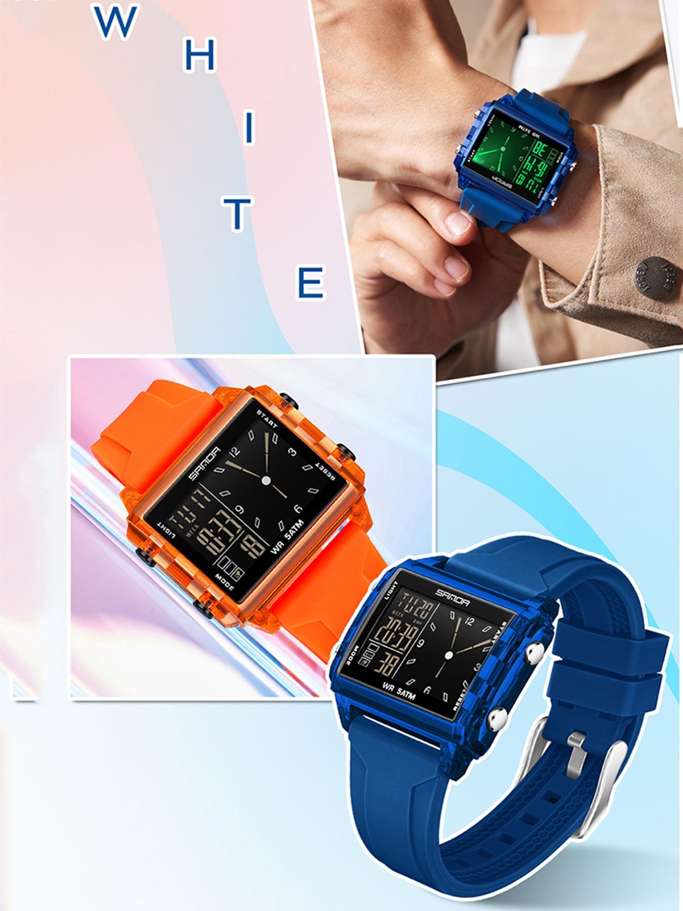 SANDA Unisex Analog-Digital Fashion Watch, Waterproof Luminous Multi-Function Youth Style Watch with Countdown Timer, Perfect for Casual Wear