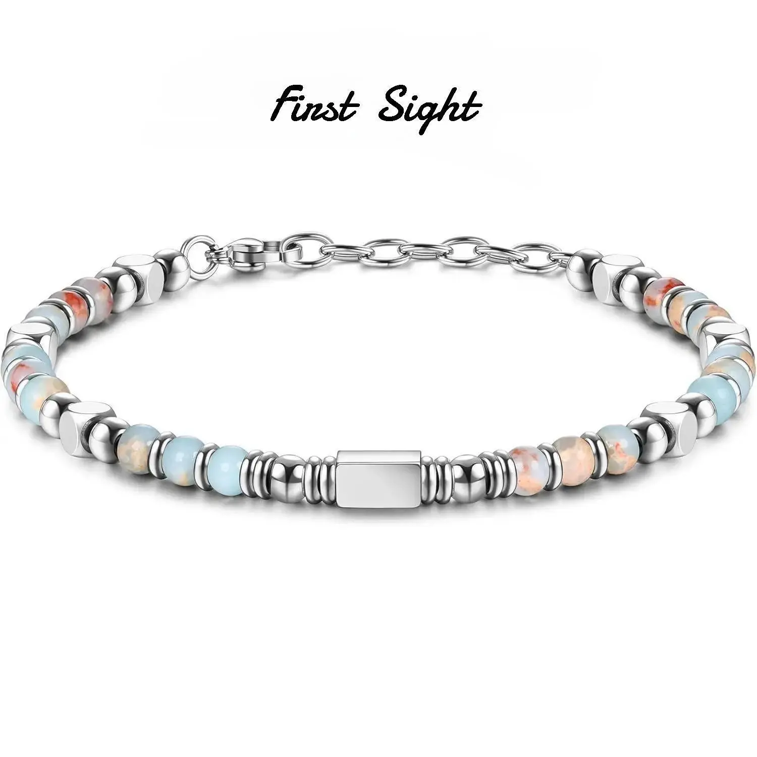 Bohemian 4mm Natural Stone Beaded Bracelet for Women Men, Adjustable Tarnish-Resistant Stainless Steel Fashion Bracelet, Friendship Jewelry Gift, Jewelry Bracelet