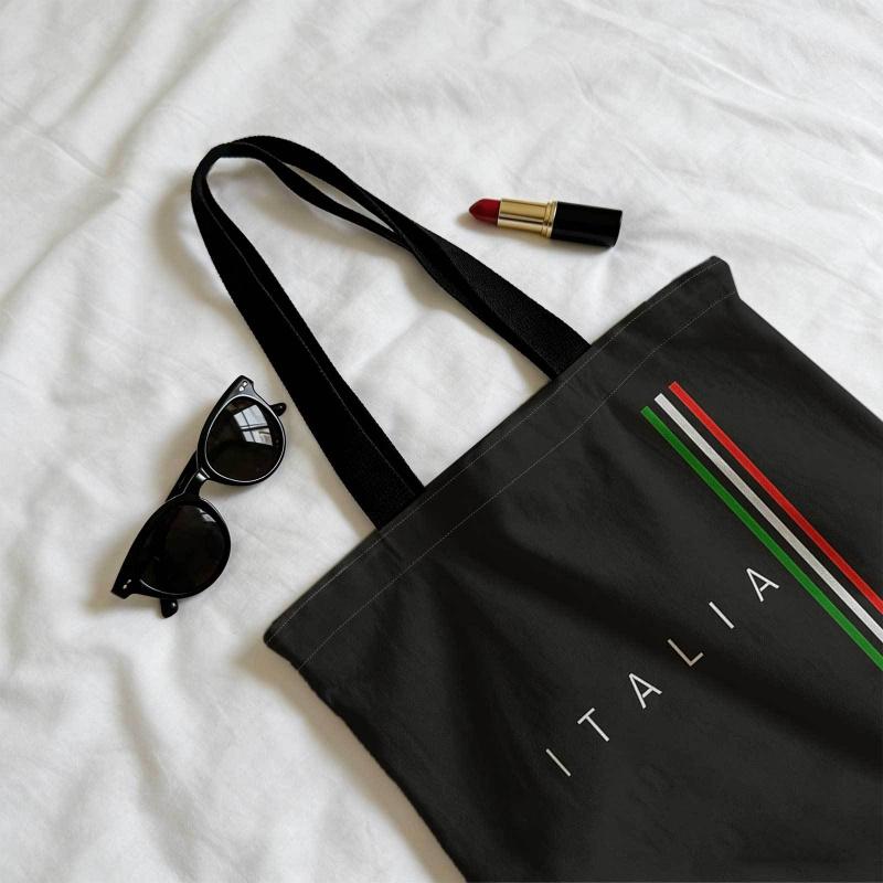 Italian Tricolor Retro Tote Bag Suitable for Shopping, Beach & Picnic - Foldable Bag with Italian Flag Print, Shoulder Straps, Iconic National Emblem for, Travel, Daily Use - Hand Washable