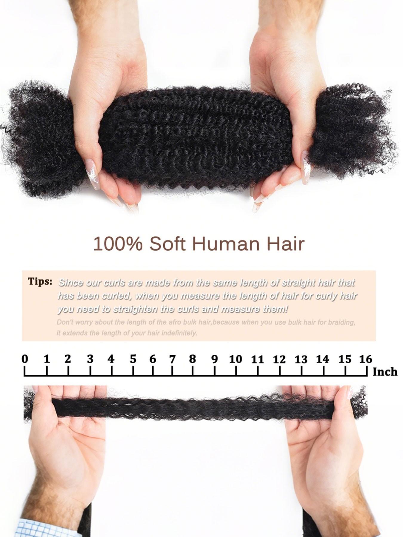 50G Afro Kinky Virgin Human Hair Bulk Unprocessed For Dreadlocks Restoration Mini Twist Braids Tangle Free Breathable Daily Use