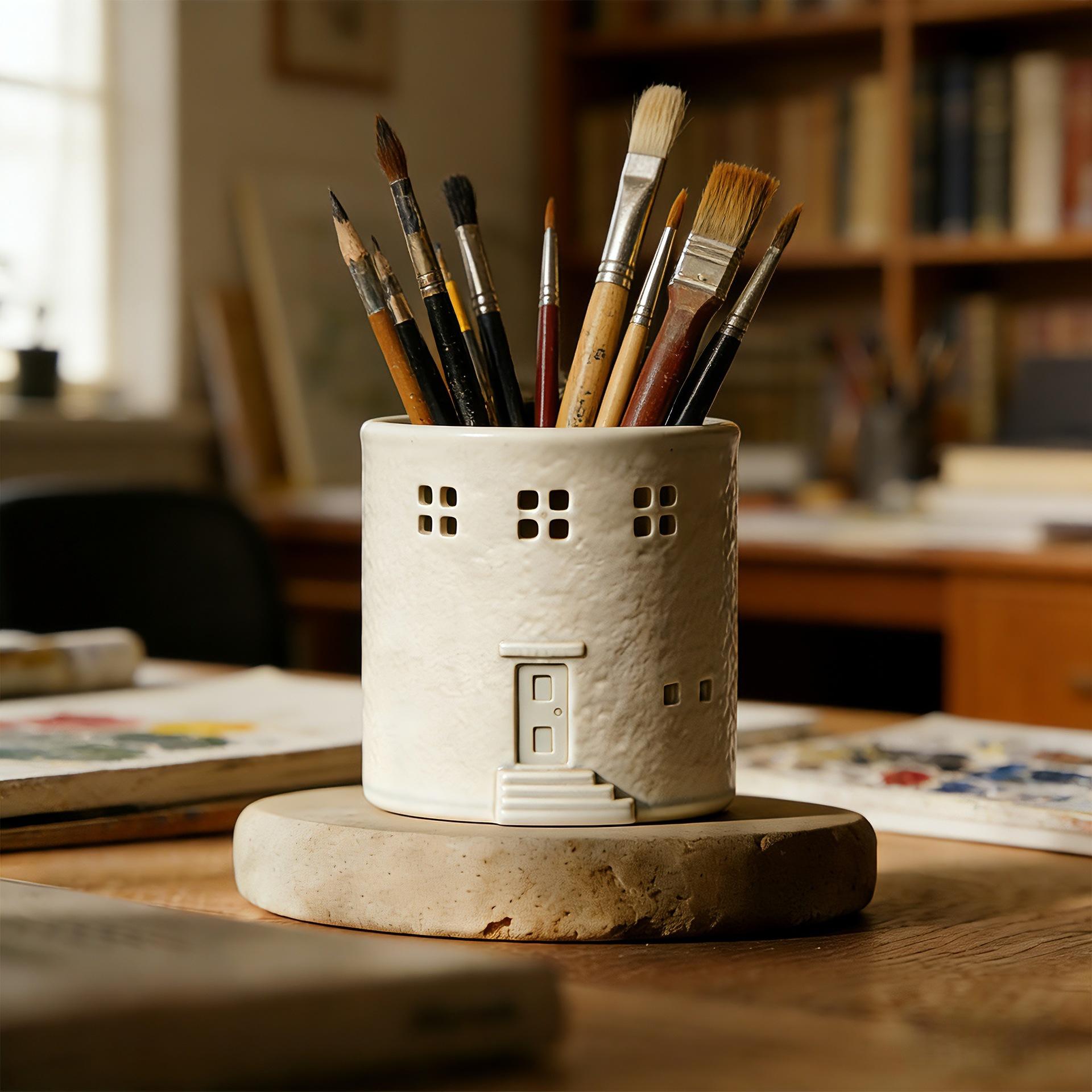 House modeling silicone mold multifunctional DIY handmade mold plaster flower pot pen holder candle cup creative desktop storage decoration food grade silicone high temperature resistant and easy to release handmade lovers must