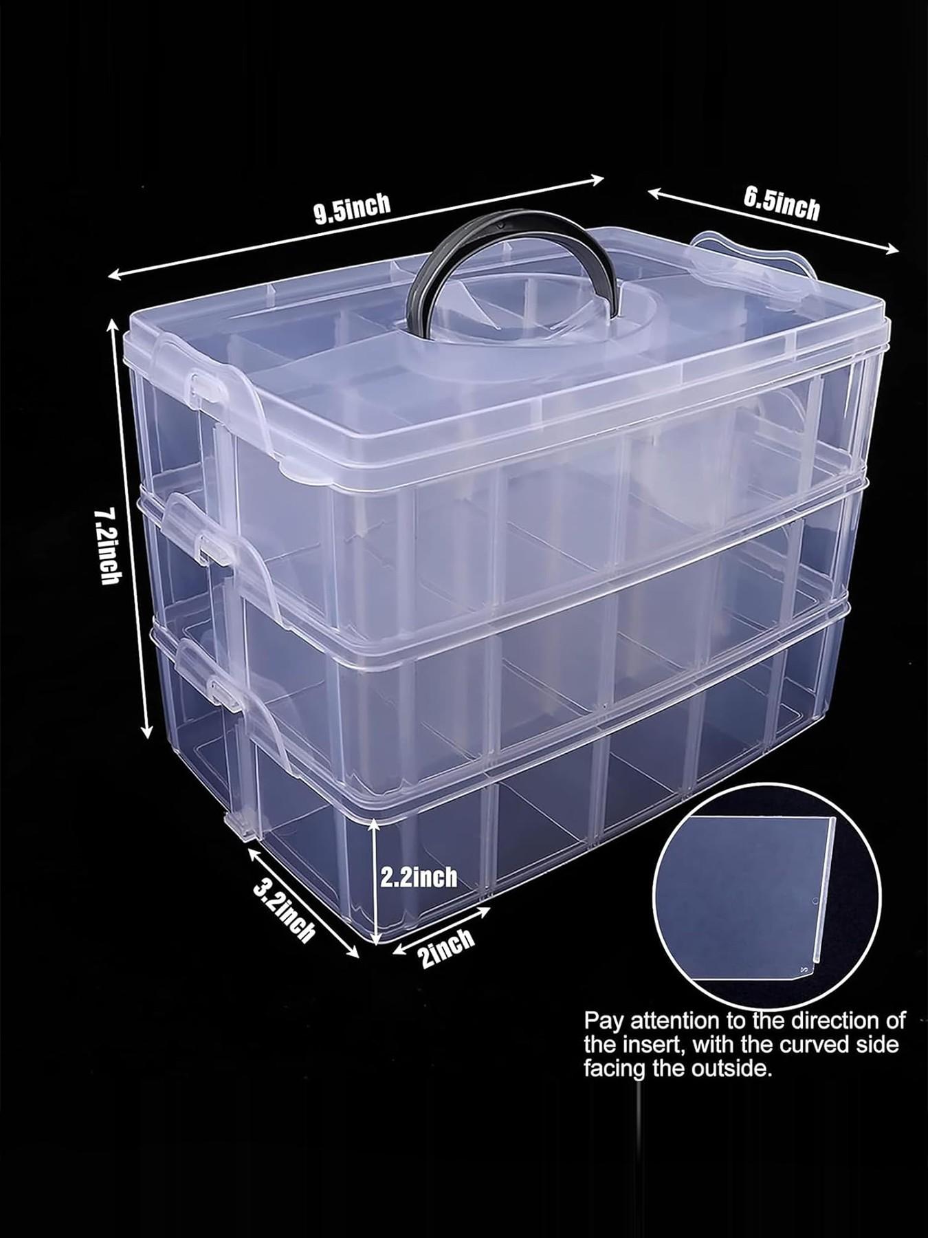 Three-Layer Stackable Storage Container Box with Dividers, 30 Compartments, Bead Organizer for Art Crafts, Jewelry Storage Solution, Stackable Structure