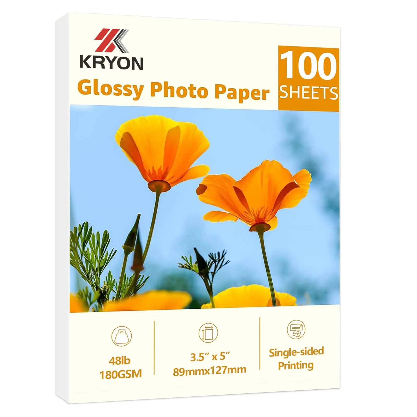 100 Sheets Glossy Photo Paper 3.5x5 Inch, 180gsm Thick Bright, High-Gloss Shiny Quick Dry, Ideal for Printing Photos