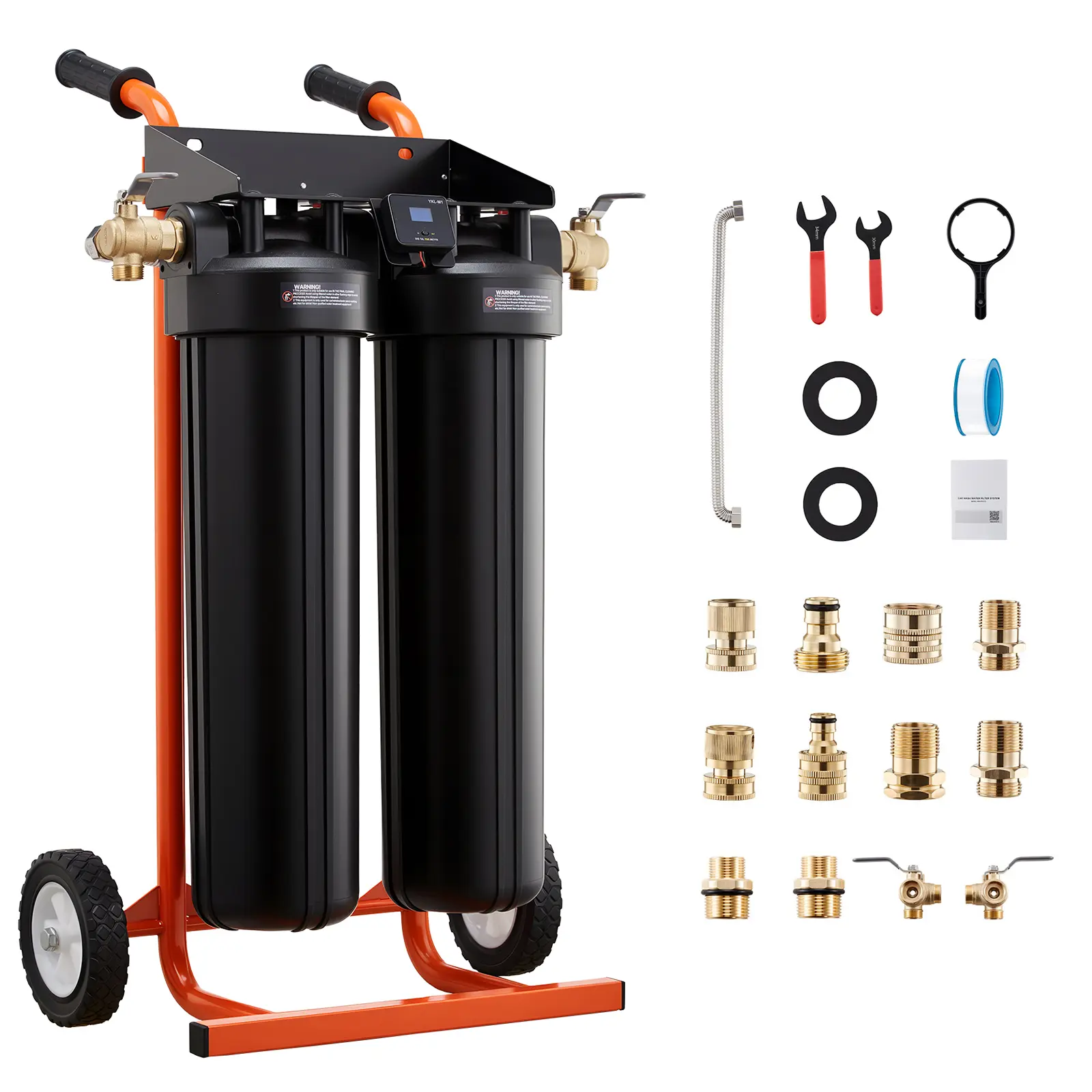 Deionized Water System for Car Wash, Spotless Car Wash Water System with 2 x 4L DI Resin, Bypass Valve & TDS Meter, Portable Sport-Free Water Deionizer Filter for Cars RVs Windows