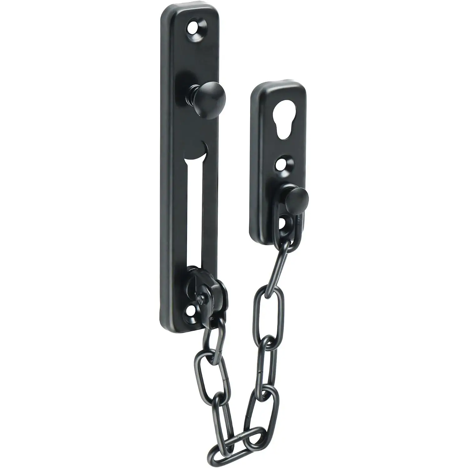 Spring-Loaded Door Chain Lock, Anti-Theft Press Button Door Security Guard, Keyless Mechanical Latching Security Style Chain