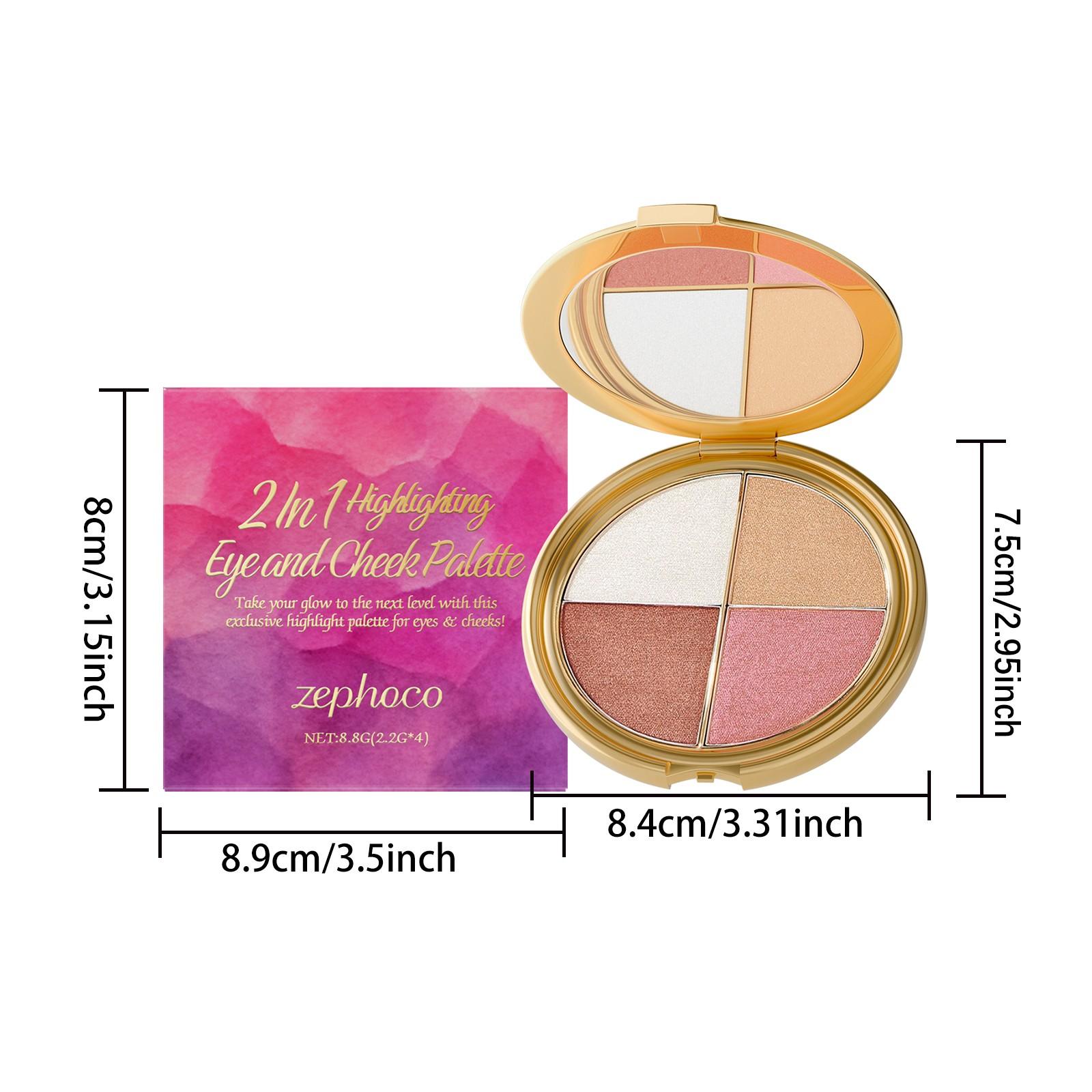Highlight Eyeshadow Blush Palette, Portable Natural Makeup, Multi-Use Eye Cheek Color, Daily Use, Solid Form