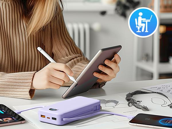 Summerwins 20000mAh Portable Power Bank - Compact, 22.5W Max Fast Charging, Built-in Wall Charger, Foldable AC Plug, Built-in Cable for iPhone 15 Series, Galaxy, USB-C Android Smartphones, Devices, Travel Use detail 12