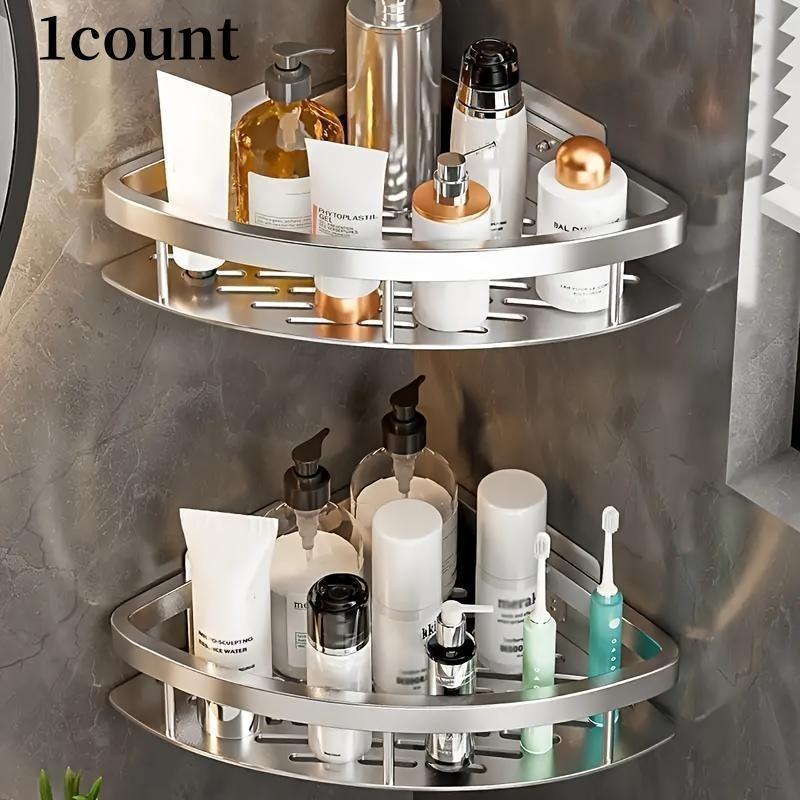1pc No Drill Bathroom Corner Shelf, Shower Storage Organizer for Shampoo and Bathroom Accessories, Wall Mount Design