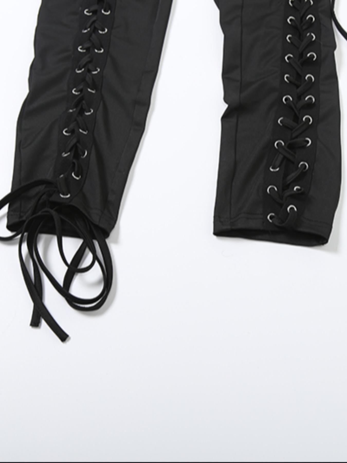 Women's New Fashion Sexy Hollow Out Tie Waist Bodycon Long Romper Jumpsuit, Tight-Fitting Plain Fabric, Fall & Winter Style