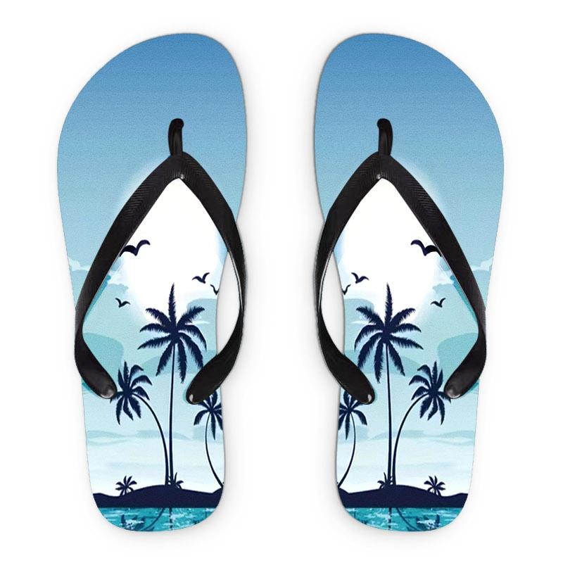 Women'S Flip Flops, Tropical Style, Multiple Colors & Sizes Available, Comfortable & Lightweight, Perfect for Beach, Vacation & Casual Wear, Stylish Design with Palm Tree & Ocean Elements, Women Shoes