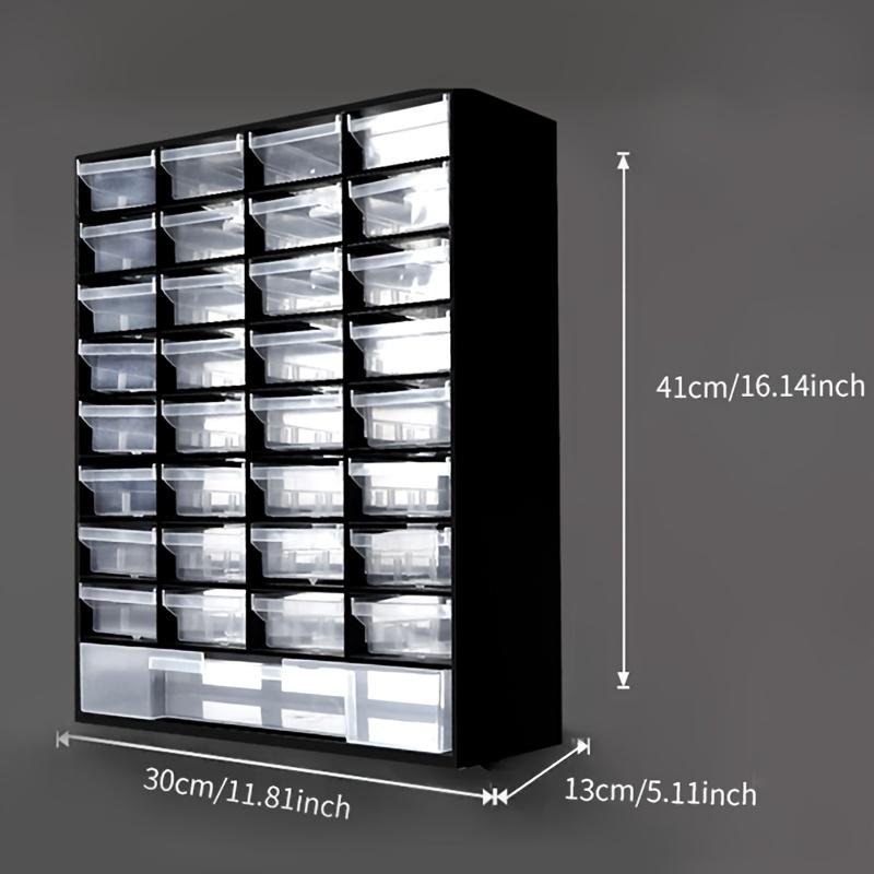 Storage Cabinet with 33 Plastic Drawers, Multi-Purpose Organizer for Garage, Beads, Building Blocks, Teacher Supplies, Cosmetics and More, Black, 30.48cm W x 12.7cm D x 40.64cm