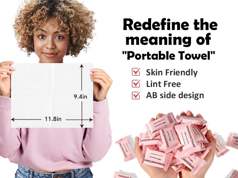 ICOTLE Compressed Towels Tablets Disposable Face Towels for Travel Camping Hiking 1 Pack 30 Count Size 9.4"x11.8"