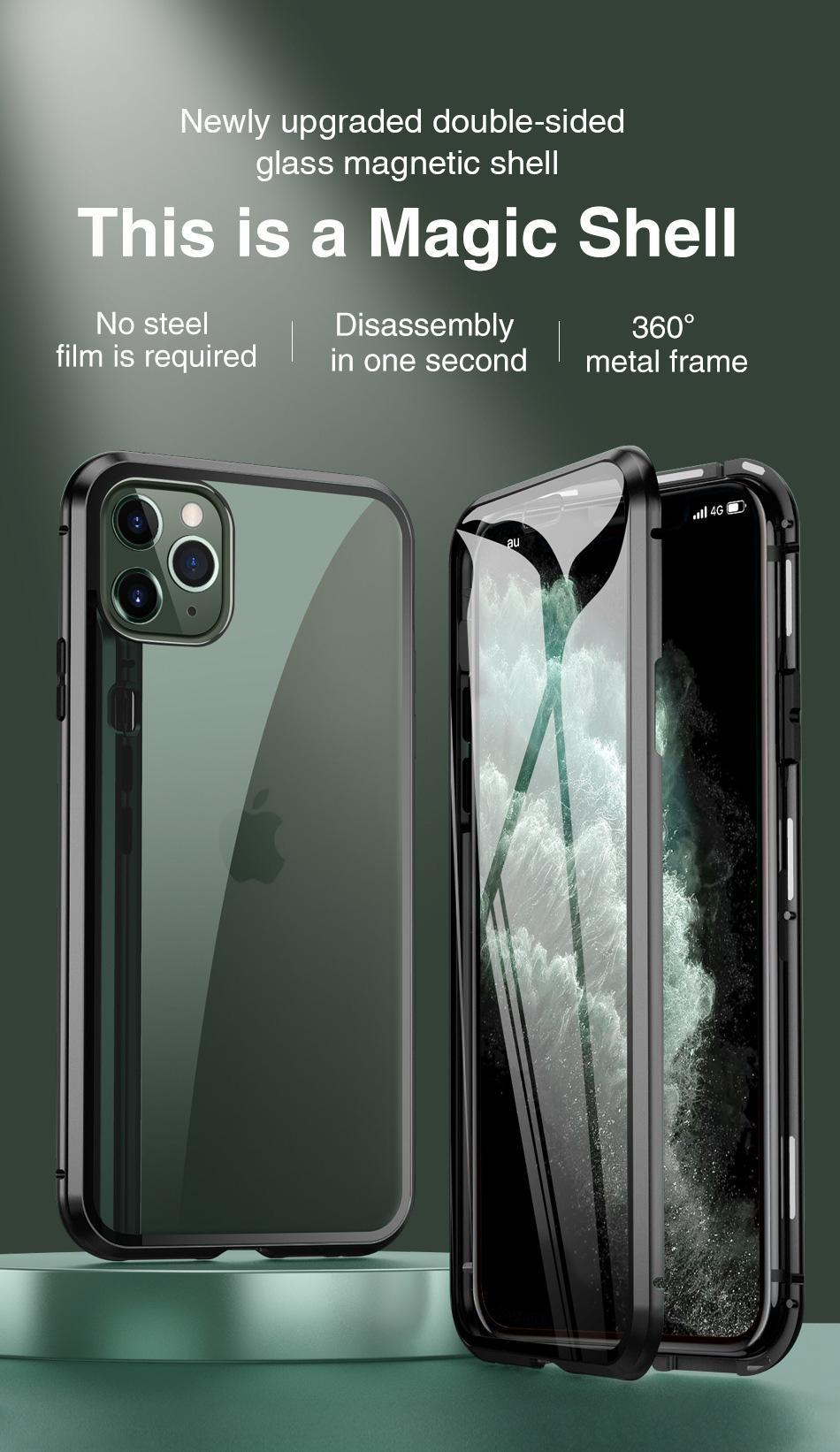 Anti Spy peeping Privacy Glass + Metal Magnetic Adsorption Case For iPhone 16 15 14 Plus 13 12 Mini 11 Pro X XS Max XR Cover