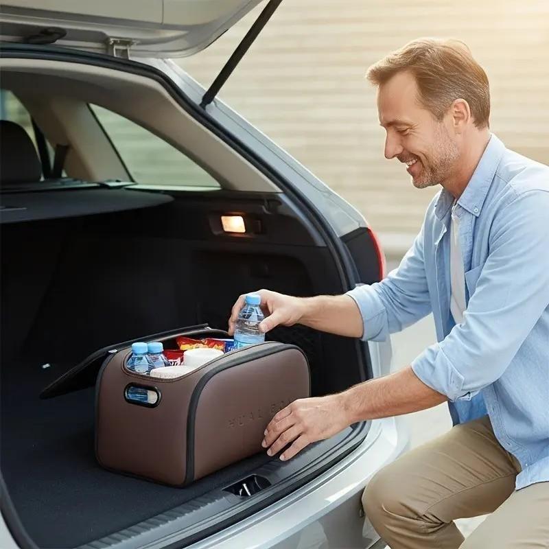 Luxury Leather Car Storage Box, Multi-Functional Organizer, Large Capacity Trunk Bin, Passenger Seat Compartment, Car Interior Essentials