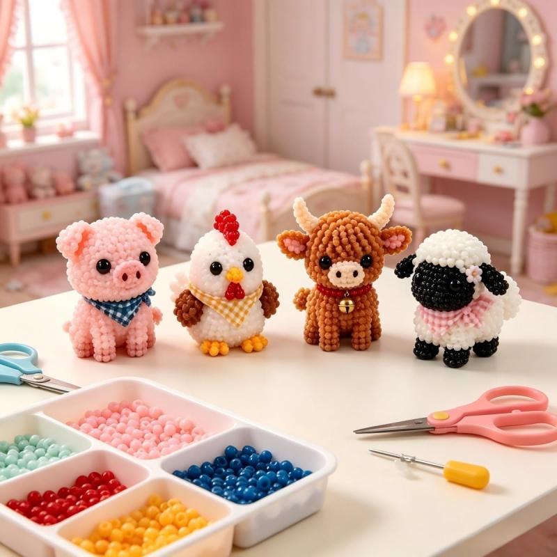 Tiny 3D Beaded Animal DIY Kit,Cute Raccoon & Animal Beading Craft Set,Creative Handmade Bead Decoration Kit,Craft Set with Colorful Beads and Instructions,for Adults Stress Relief DIY Art Gifts, DIY Beading Accessories, Beads For Crafts