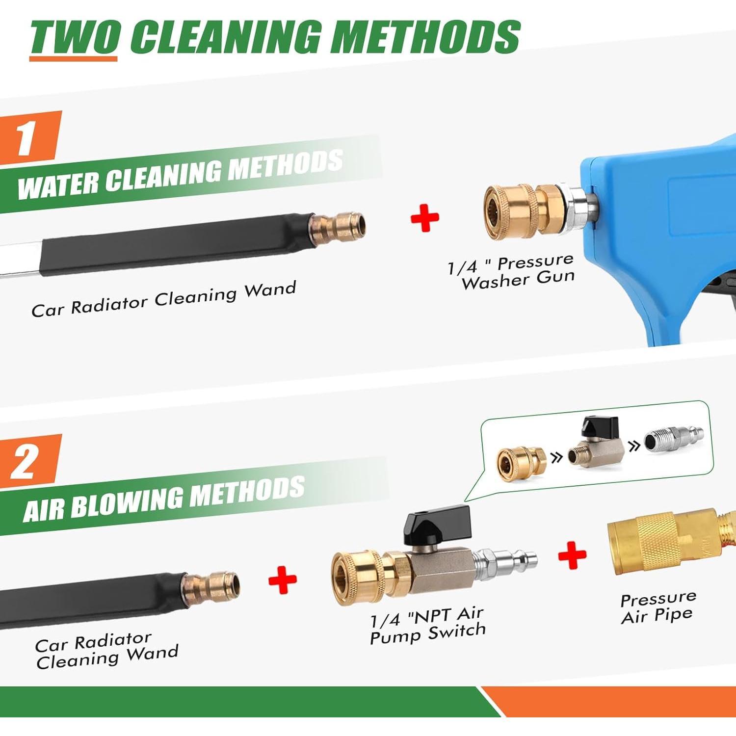 24 Inch Washer Wand for Radiator Cleaning Tools, Dual-Use Radiator ...