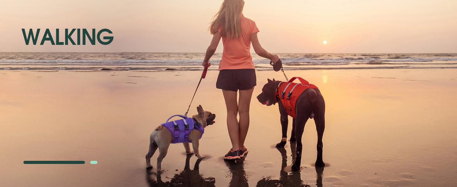 Kuoser Dog Life Jacket, High Flotation Dog Life Vest for Swimming Boating, Adjustable Ripstop Dog Lifesaver for Small Medium and Large Dogs, Reflective Safety Pet Life Preserver with Rescue Handle