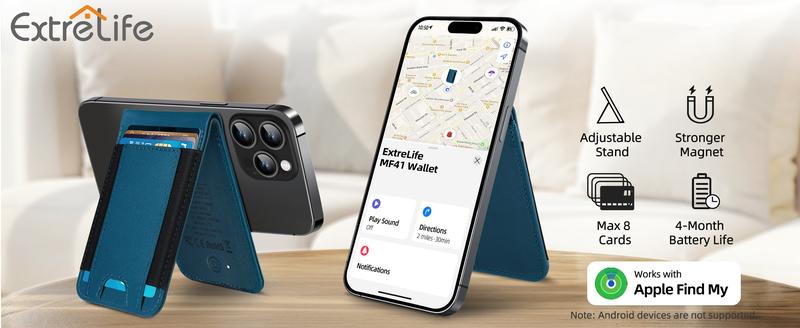for 3-in-1 Magsafe Wallet, Works with Find My, Upgrade with Phone Wallet and Adjustable Stand, 3 Card Slots, Magnetic Wallet for Phone 16 15/14/13/12 promax plus Series, Fit 8 Cards, RFID Blocking, Blue
