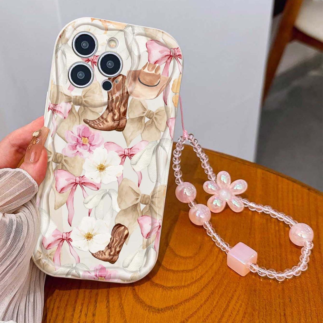 Western Cowboy Boots Flower Design Tpu Case, Shockproof Phone Cover for Apple iPhone 17 Pro Max/16/16 Pro Max/11/13/14/15, Girl's Gift