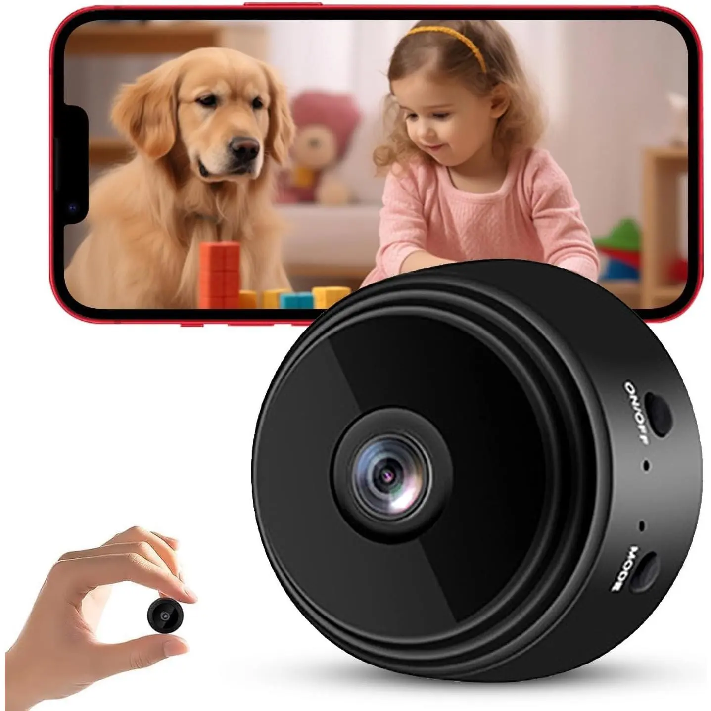 1080P Hidden WiFi Spy Mini Nanny Cam with Night Vision, Motion Detection, Small Wireless Home Security Surveillance Cam for Indoor Pet Baby Nanny Monitoring