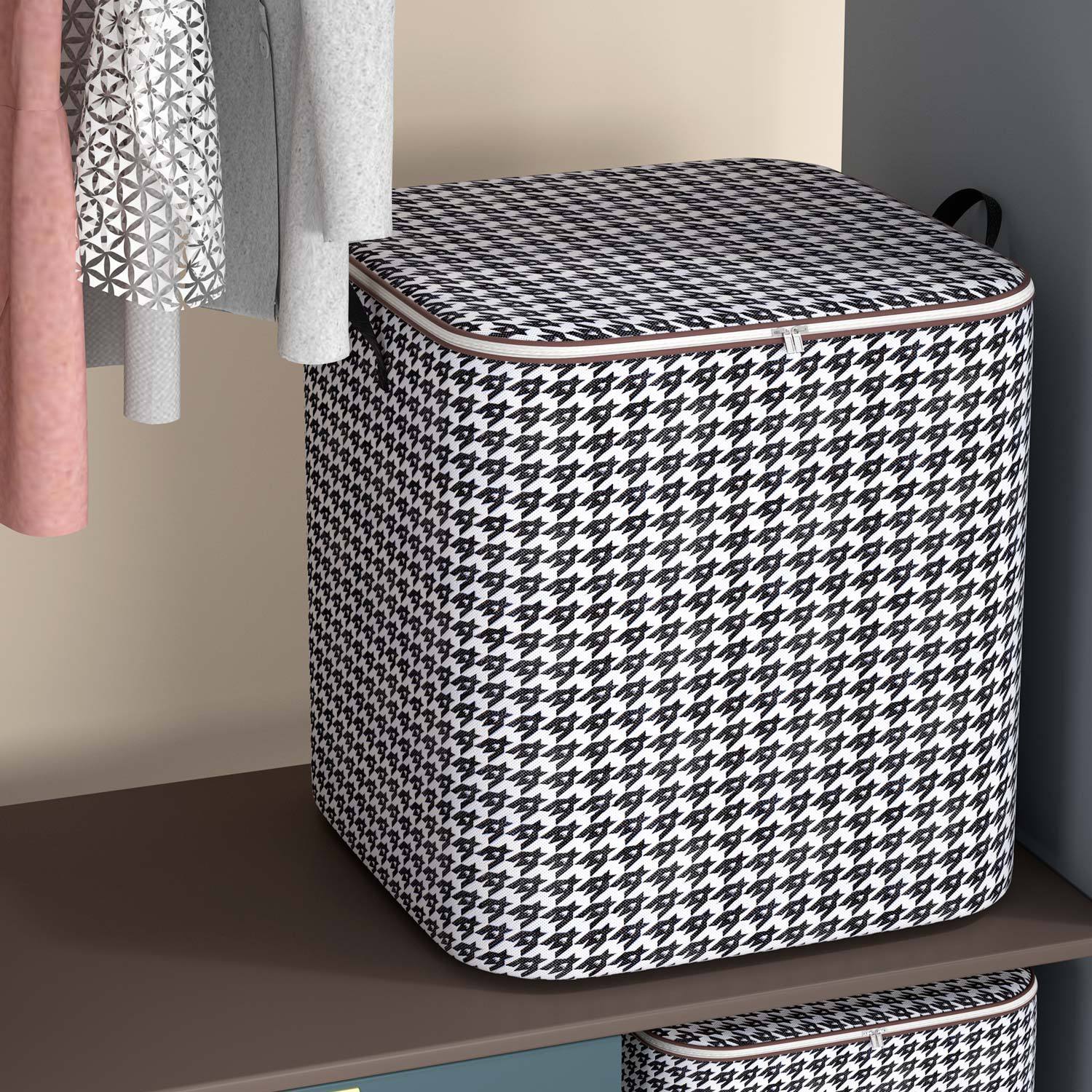 Checkered Pattern Large Capacity Storage Bag, Dustproof Waterproof Design, Space Saving Organizer, Space Saver Bags, Ideal Clothing and Quilt Organizer, Clothes Storage Organizer, Classic Style