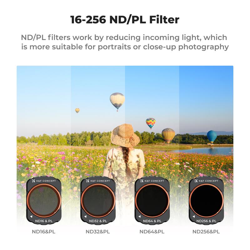 [K&F CONCEPT]UV/CPL/ND Filter Set Compatible with DJI Osmo Pocket 3, 6 Pack Magnetic UV+CPL+ND16/PL+ND32/PL+ND64/PL+ND256/PL Protection Polarizer Neutral Density Filters, Multi Coated HD Optical Glass