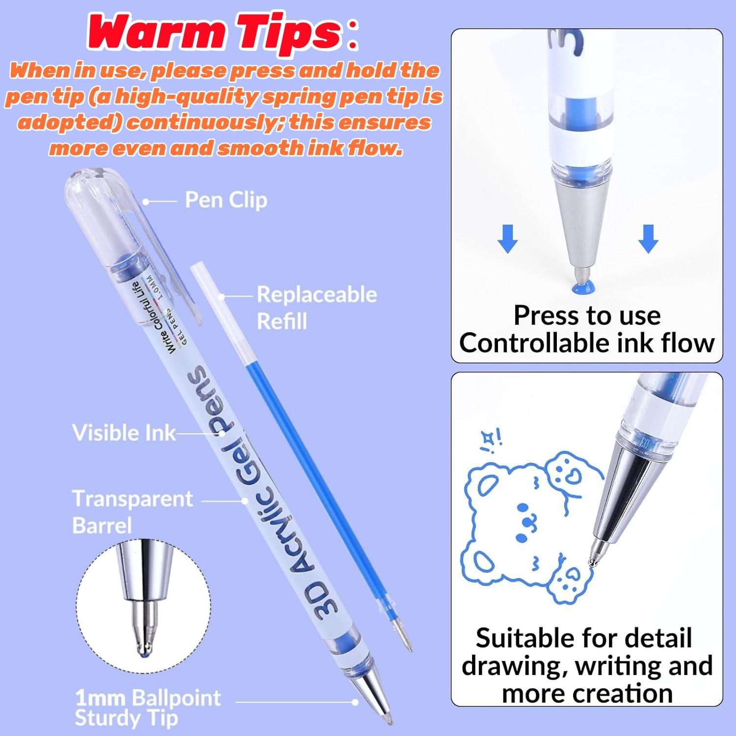 3D Acrylic Gel Pen, 1 Box Quick-Drying Acrylic Gel Pens, Graffiti Painting Marker Set for Greeting Cards, Coloring and Outlining#TOP PICKS