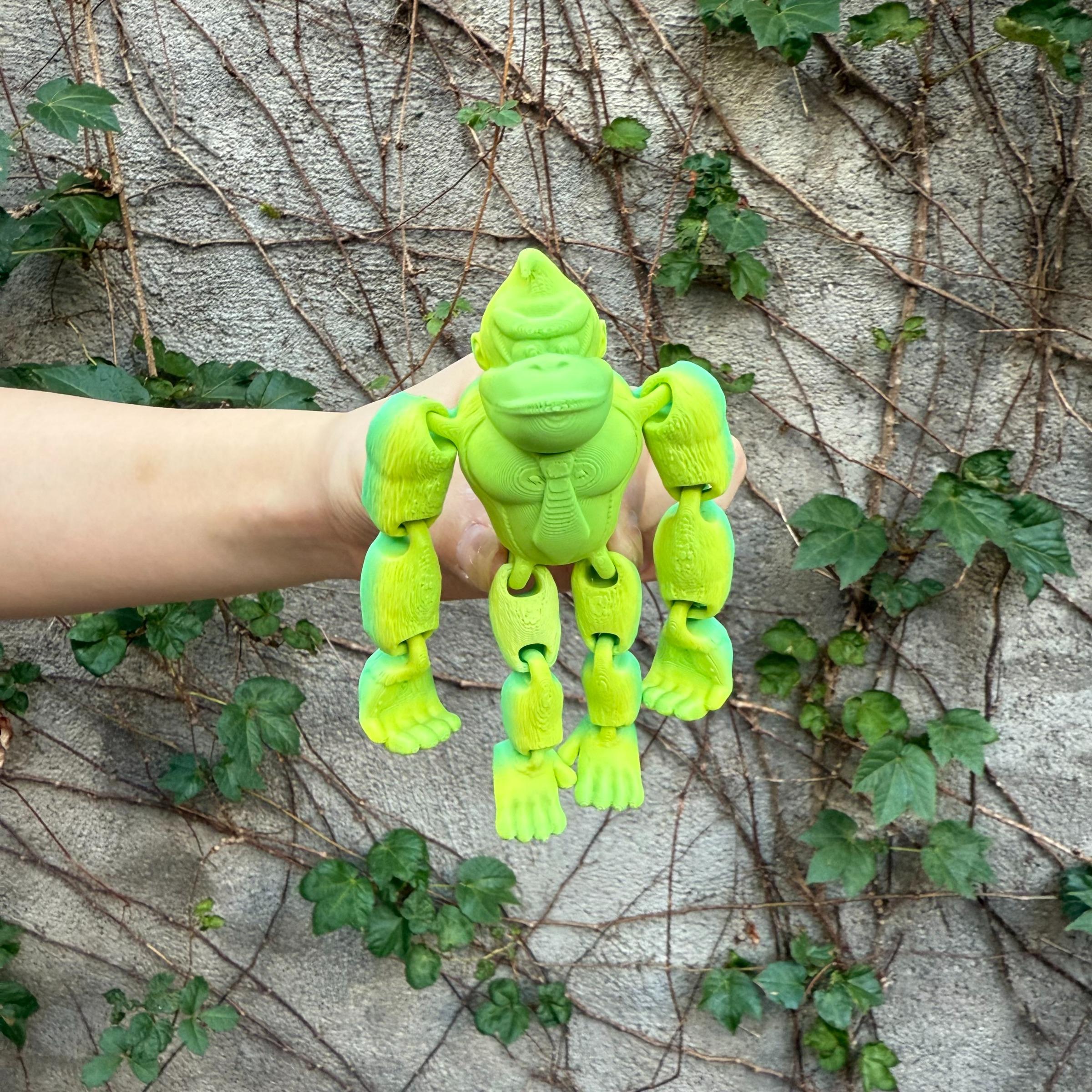 3D Printed Long Arm Gorilla Figurine, Home Decor, Realistic Eyes, Moveable Joints, Articulating Animal Figurines, Christmas Gift, Birthday Present, Animal Statue
