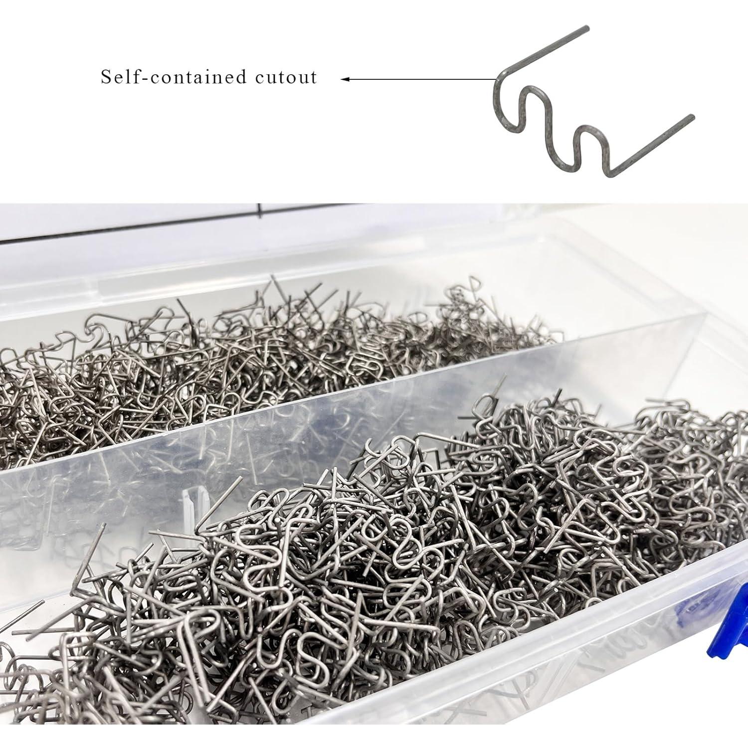 1000 count Hot Staples Bumper Welding Rods, 0.6mm 0.8mm Bumper Repairing Plastic Welding Kit, Metal Wave Shape Hot Staple Welding Wire for Machine Repair,  Accessories