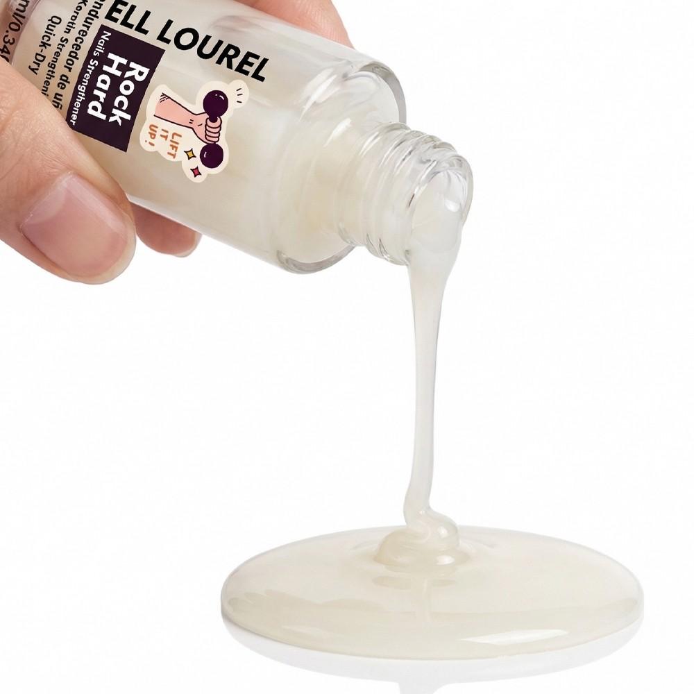 ELL LOUREL Rock Hard Nail Strengthener, 10ml Quick-Dry Keratin Infused Nail Hardener, Maximum Strength Formula for Brittle, Thin & Damaged Nails, Long-Lasting Nail Protection, Salon Quality Endurecedor de Uñas, 0.34fl.oz, Nail Care Serum Oil