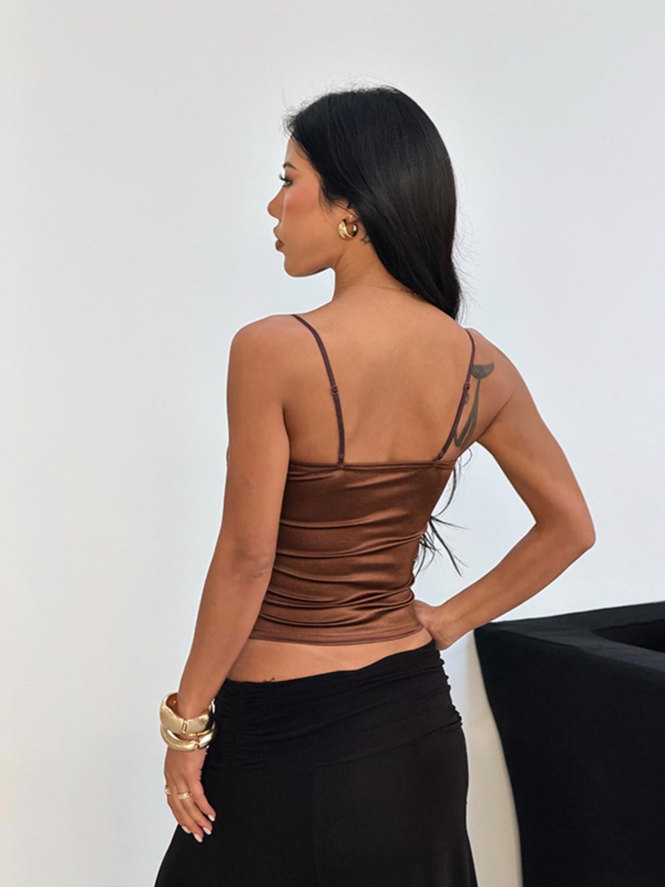 Elegant Satin Smooth Hook-And-Eye Waist Cincher Top, Slimming Chest Accent Tank Vest, European and American Style, Women's Fashion, Shapewear, Fit