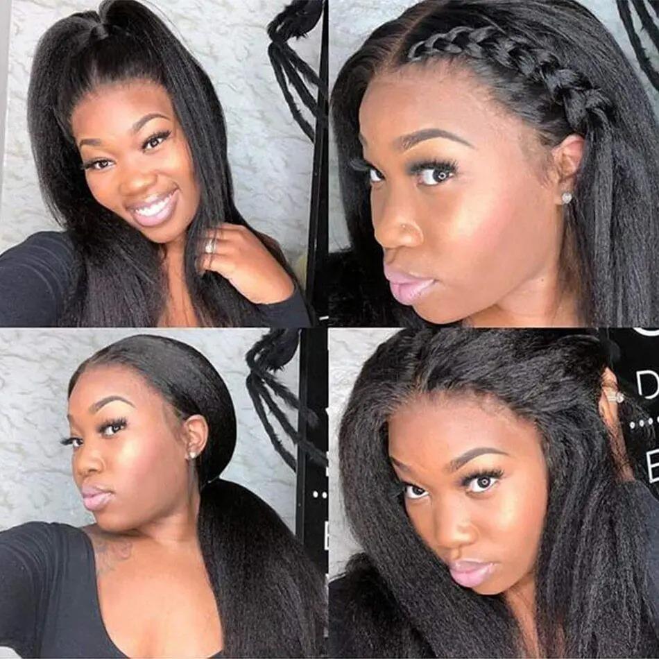 Bling Hair 200% High Density Kinky Straight 360 Lace Front Wigs Human Hair Glueless Brazilian Yaki Straight 13x6 HD Lace Frontal Wig Preplucked Remy Hair Half Wigs With Drawstring 3 in 1 Fast install Wig #TikTokShopHolidayHaul