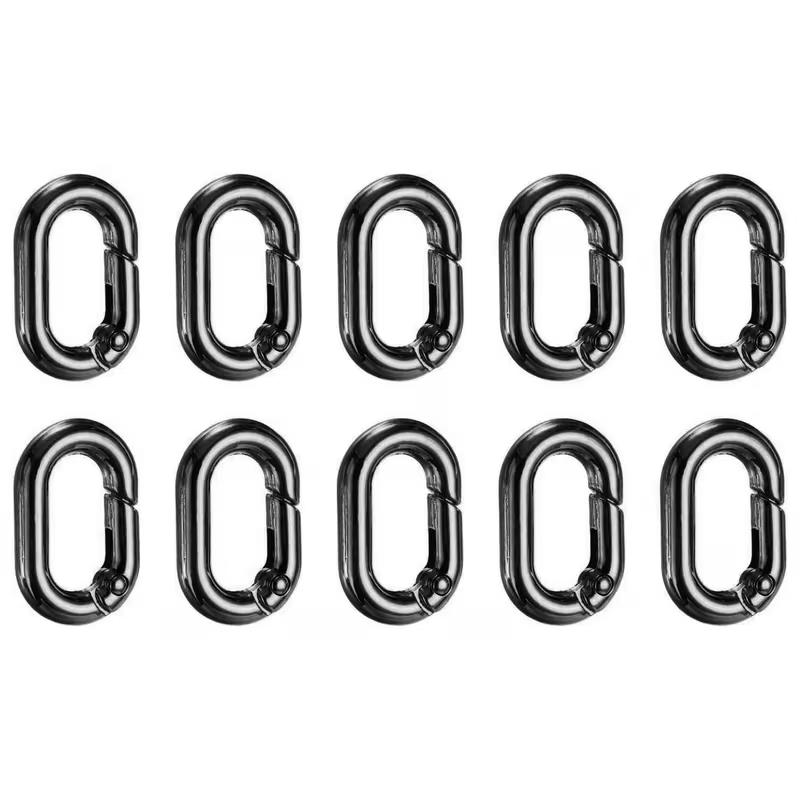 10-Pack Mini Oval Spring Keychains, Simple Small Keychain Accessories, Backpack Attachments, Essential Everyday Items
