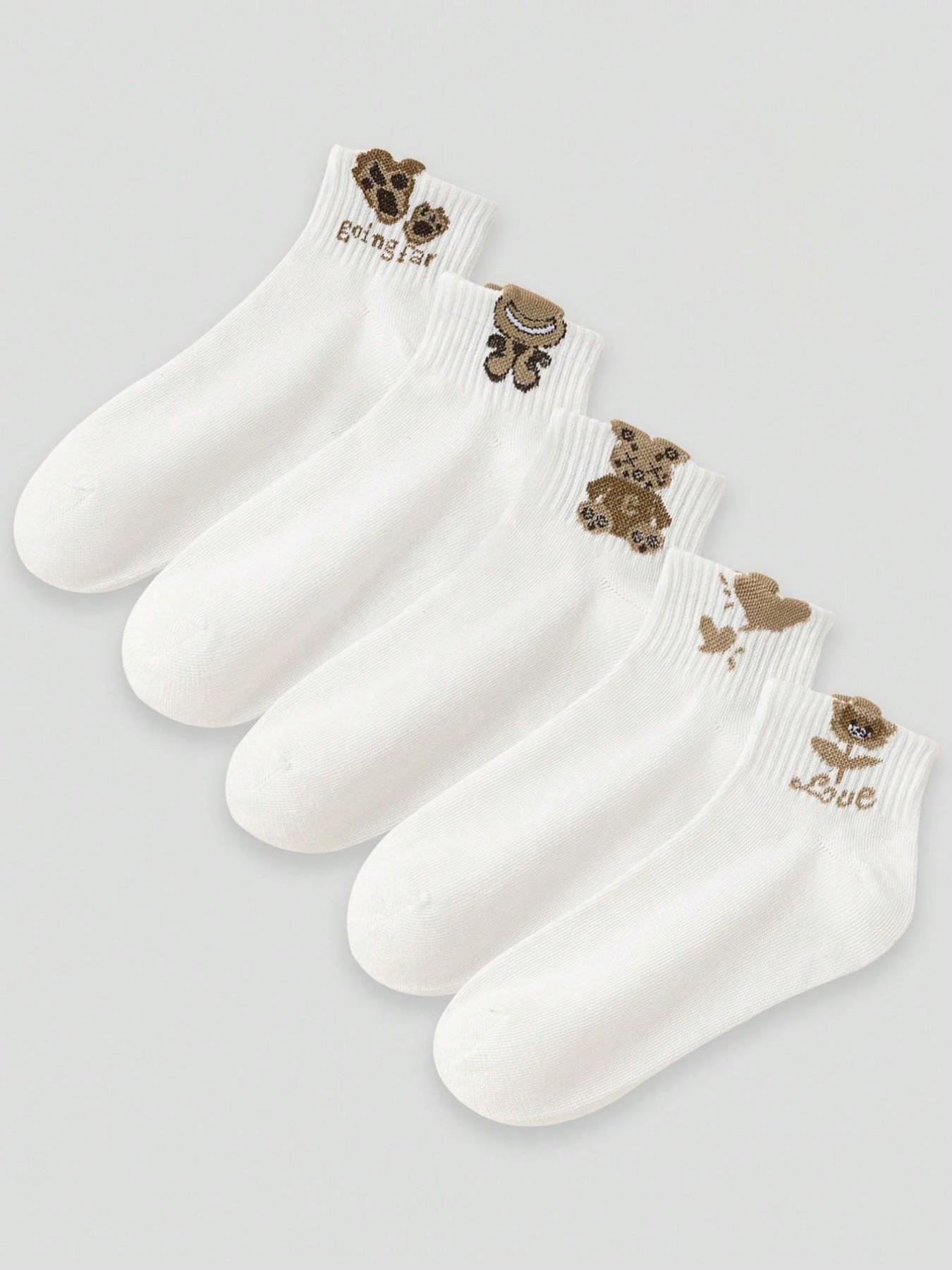 Cute Cartoon Bear Ankle Socks for Girls, Breathable Mesh Socks, Moisture-Wicking, Soft Comfort, Ideal for Sports, Casual, Business