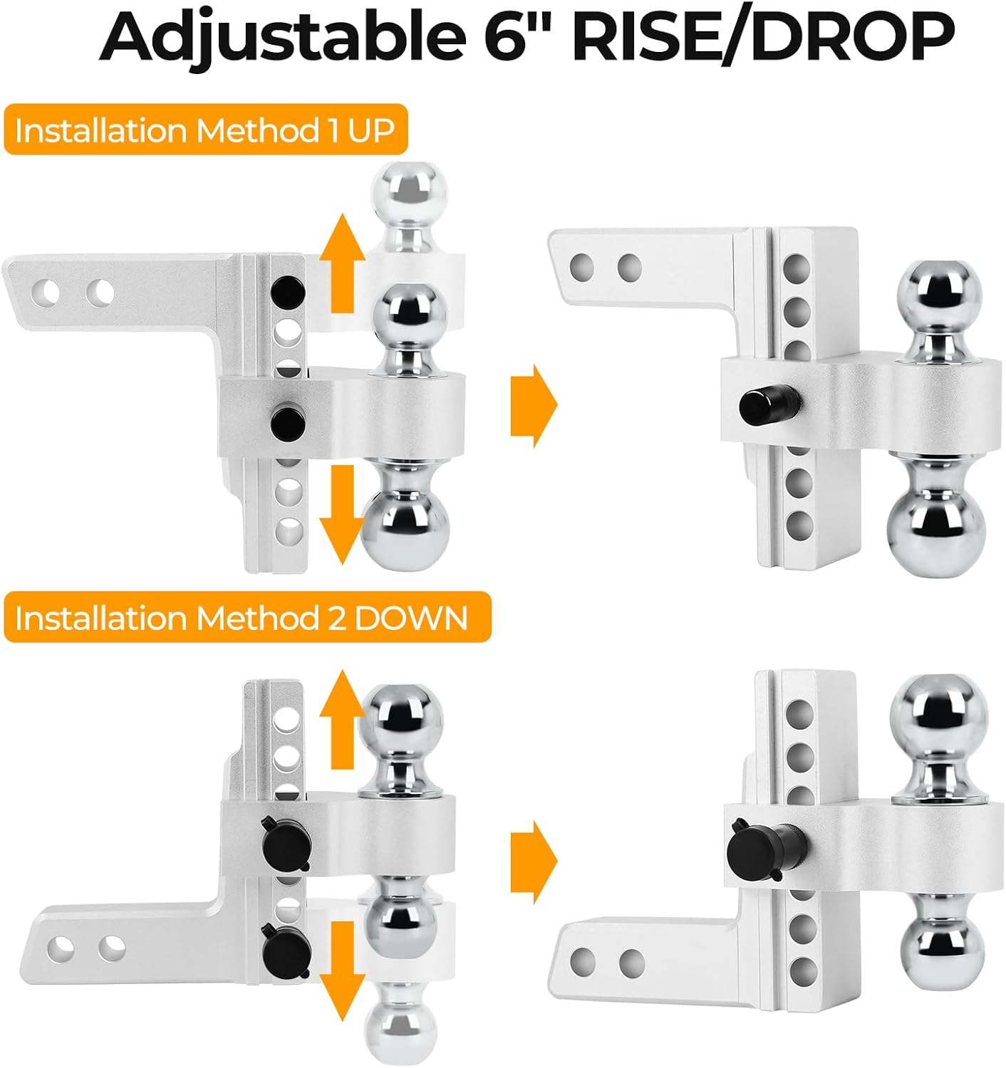 Adjustable Trailer Hitch Ball,Heavy Duty Towing Hitch,8 Inch Drop/Rise Mount Fit 2 Inch Receiver, 2" and 2-5/16" Dual Ball,Include 2 Anti-Theft Locks pin Lockable tow Boating Accessories Boat Fenders for jeep car truck Adjustable Trailer Hitch Ball,Heavy Duty Towing Hitch,8 Inch Drop/Rise Mount Fit 2 Inch Receiver, 2" and 2-5/16" Dual Ball,Include 2 Anti-Theft Locks pin Lockable tow Boating Accessories Boat Fenders for jeep car truck