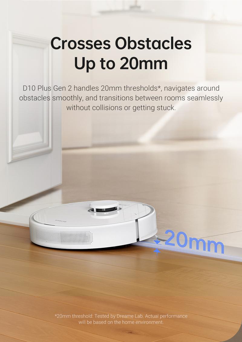 DREAME D10 Plus Gen 2 Robot Vacuum and Mop with Self-Emptying Base for 90 Days of Cleaning, 6000 Pa Suction and LiDAR Navigation, Obstacle Avoidance, Wi-Fi Connected