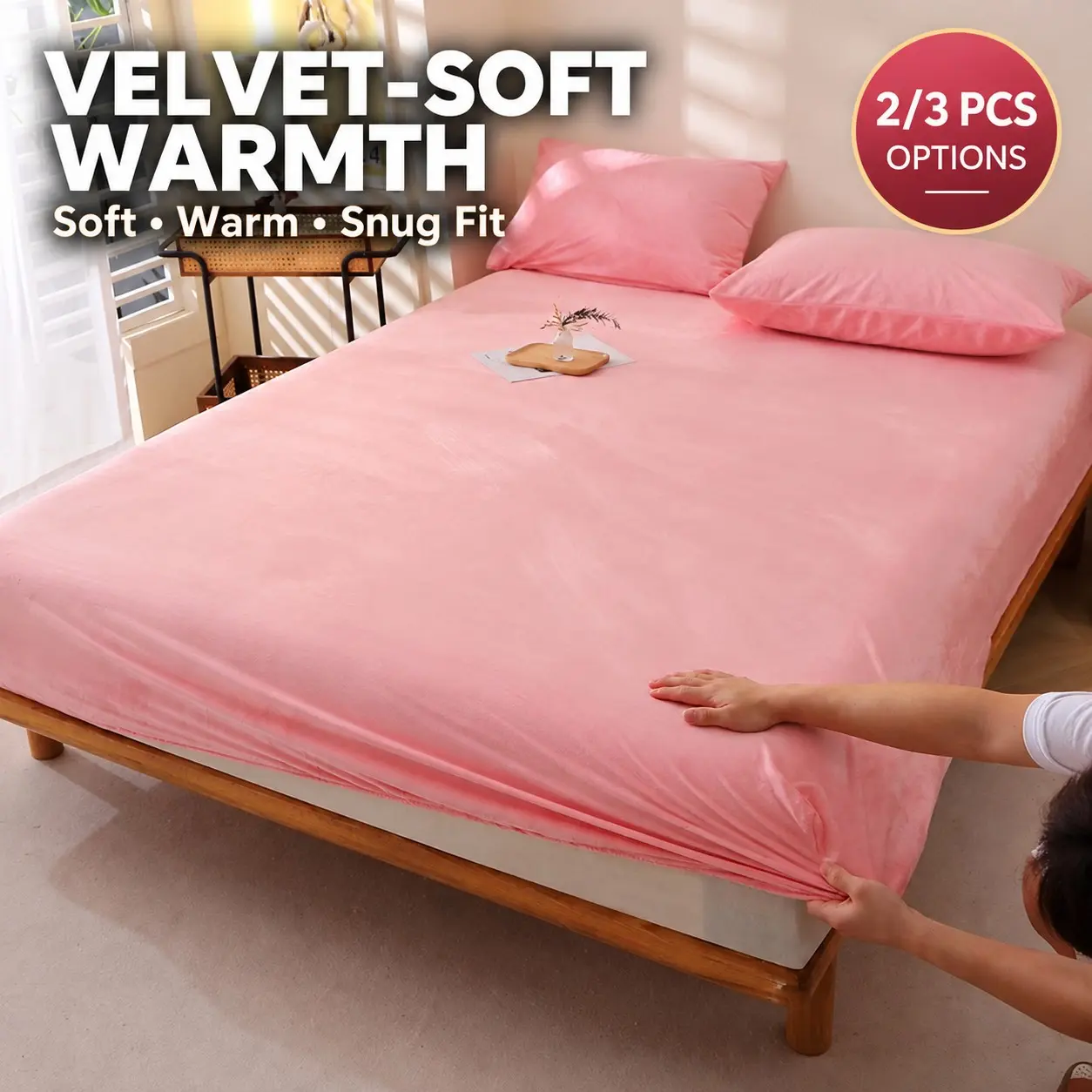 2Pcs/3Pcs Crystal Velvet Fitted Sheet Set, Soft Milk Velvet Plush Bedding, Skin-Friendly Warm Cozy Feel, Comfortable Mattress Cover for Fall & Winter, Ideal for Bedroom, Dorm, Apartment, Guest Room & Everyday Home Use, Multiple Sizes Available