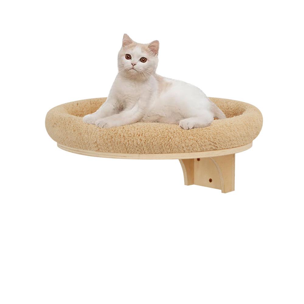 Modern Crude Wood Wall Mounted Cat Nest Bed Climbing Shelves With Sisal Scratching Post- Cat Houses & Condos for Indoor Cats Playing and Relaxation