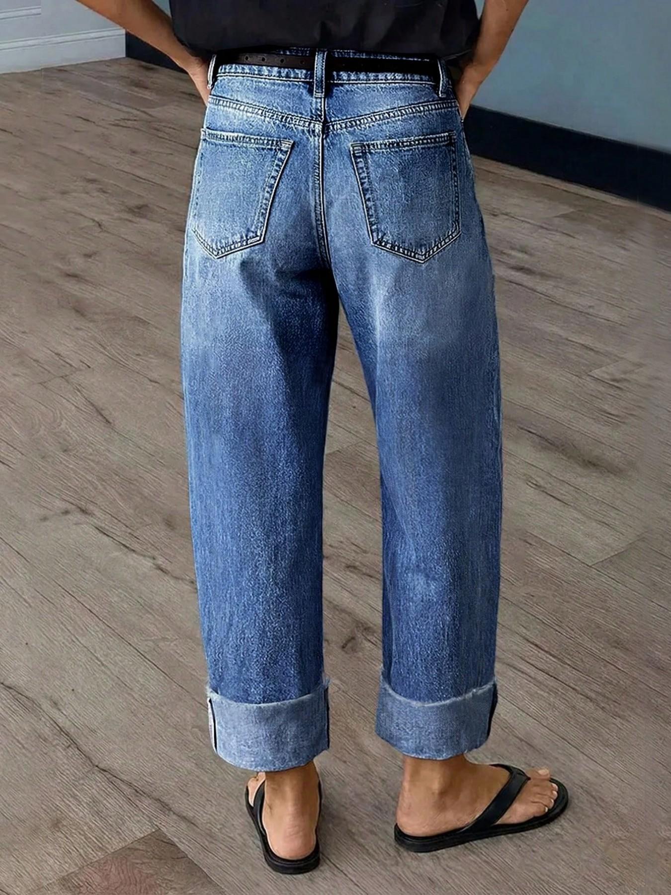 New Season Stretch Denim Straight Leg Pants, Women's Fashionable Washed Denim Jeans Casual, Versatile and Comfortable, Perfect for All Seasons, Ideal for Everyday Wear