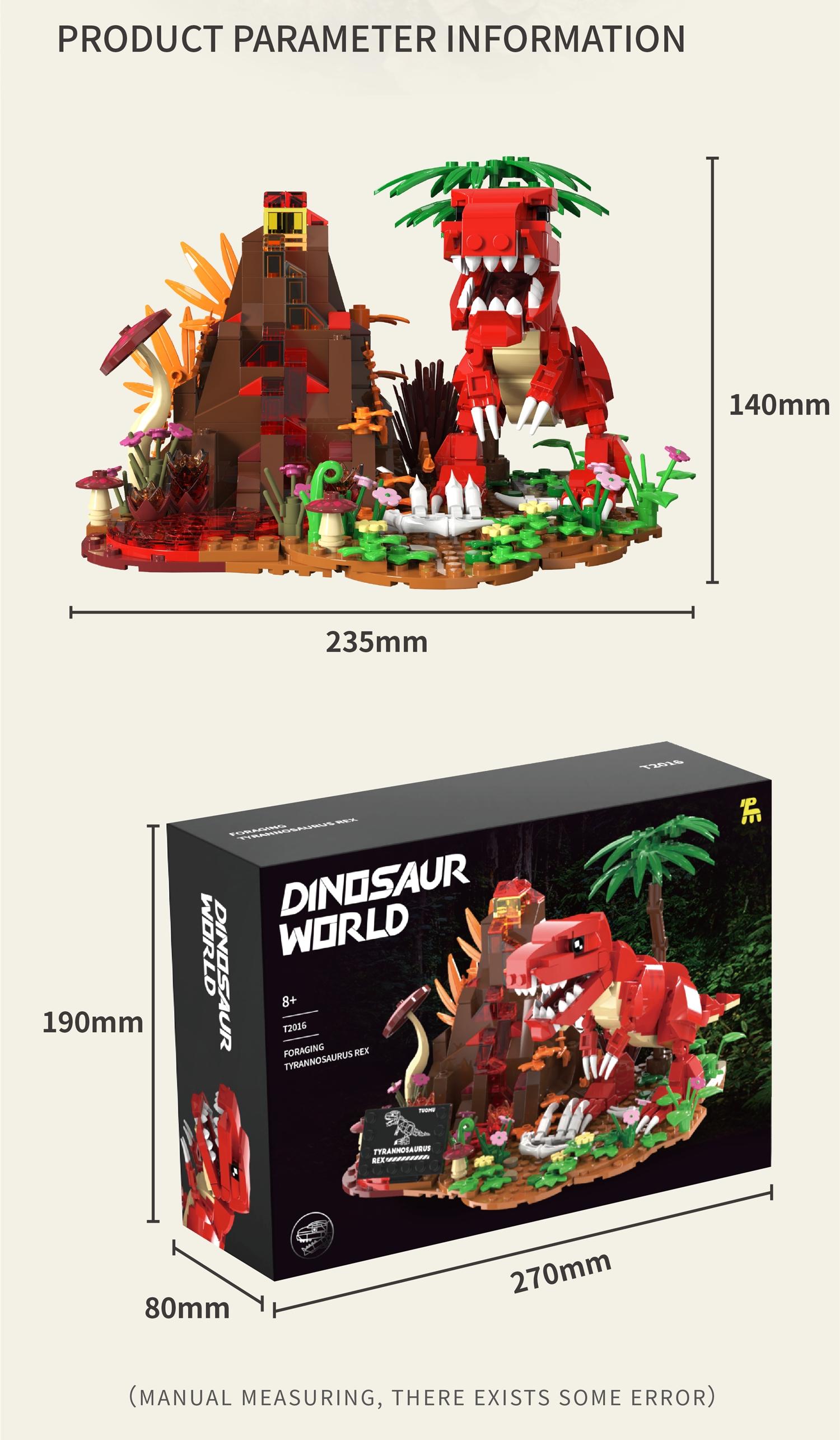 Cute T-Rex Building Block Set DIY Mini Dinosaur Model Desktop Decoration, Fun Creative Gift for Boys Girls Adults, Stress Relief Collectible