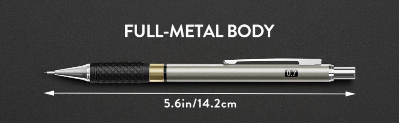 Metal Mechanical Pencil Set, Four Colors, 3 Pieces, Artistic Mechanical Pencils, 360 HB Lead Refills, 3 Erasers, 9 Extra Eraser Replacements, Drawing Mechanical Pencils, Suitable for Writing and Sketching, Includes Storage Case