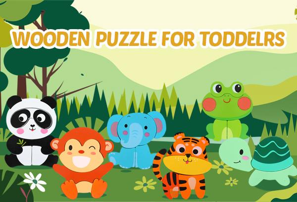 edutree Wooden Puzzles for Toddlers 2-4, 6 Pack Animal Shape Puzzle Montessori Toys for 1 2 3 Year Old, Educational Learning Toys for Girls Boys, Christmas Gift Black Friday, Mother's Day