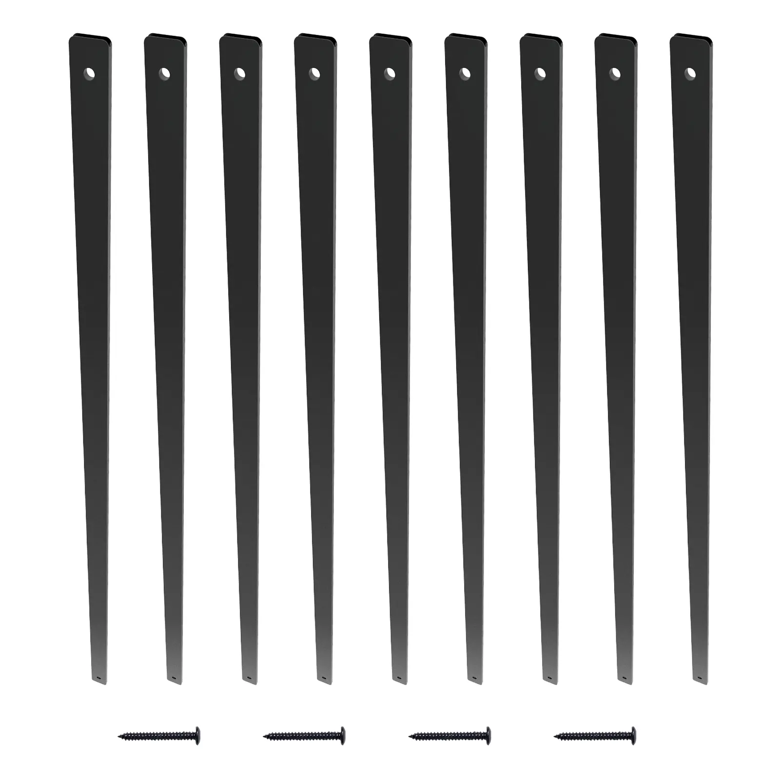 Staircase Metal Balusters, 38'' x 1'' Flat Aluminum Alloy Decorative Banister Spindles, 72 Pack Deck Baluster with Screws, Classic Hollow Deck Railing Satin Black Powder Coated for Porch