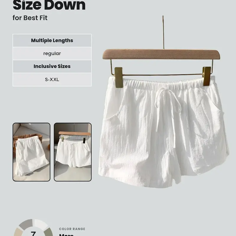 Spring Summer New Linen Shorts for Women, Outerwear Thin Wide Leg High Waist Slimming Loose Casual Elegance Sporty Shorts Womenswear Casual Comfy Shorts High Waisted Short