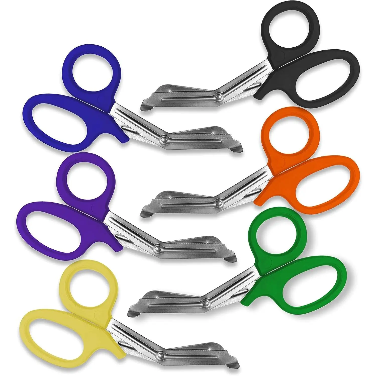 Trauma Shears 6 Pack - Multi-Color Heavy Duty Non-Stick Stainless Steel Blades for EMS Nurses and First Aid